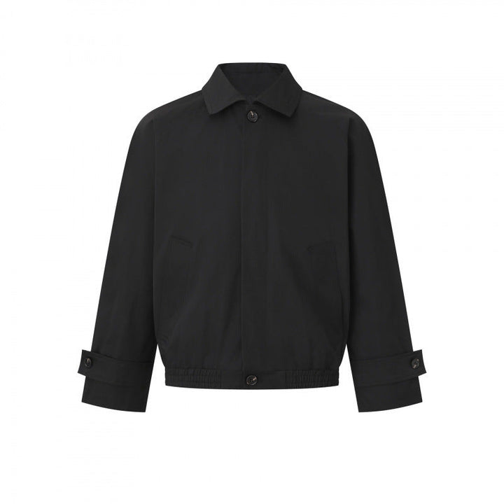 Herr short-cut boxig Harrington jacka med dold knäppslå, elastisk fåll och justerbar muddar