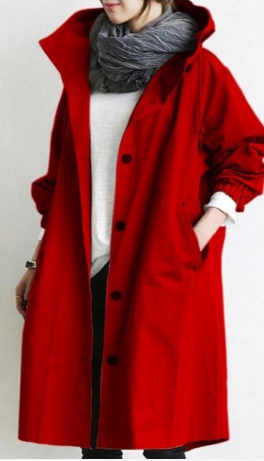 Dam lätt oversized regnjacka med huva och concealed knäppning