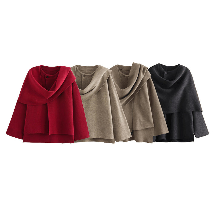 Dam Asymmetrical Poncho-Like Jacka Gjord av Mjuk Material