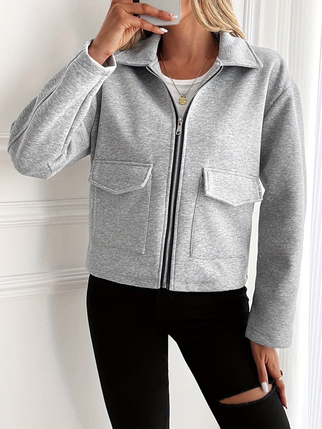 Dam Fashion fleecejacka med dragkedja