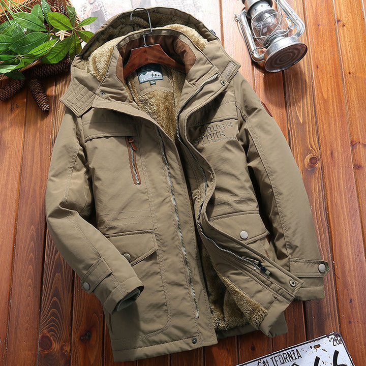 Herr Warming Canvas Fält Parka med Teddyfoder, Huva, och Multifunctional Utility Fickor
