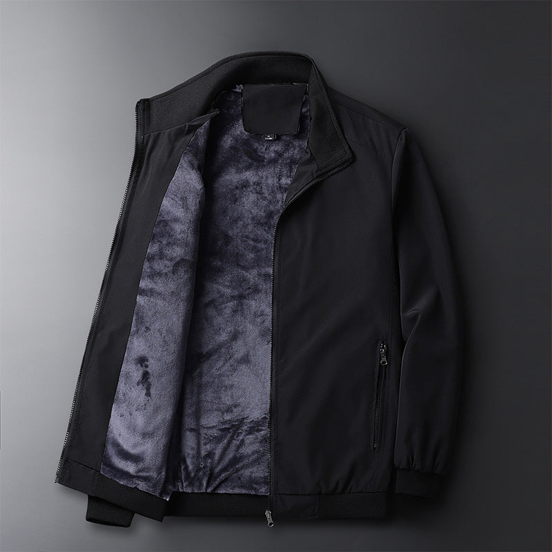 Herr Urban Termisk Zip Jacka med Teddy Fleecefoder, Stående Krage, och Zip Fickor