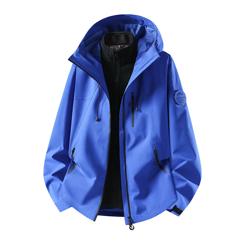 Herr Two-Piece Vattentät Frilufts Jacka med Avtagbar Fleece Inner Jacka och Tätad Sömmar
