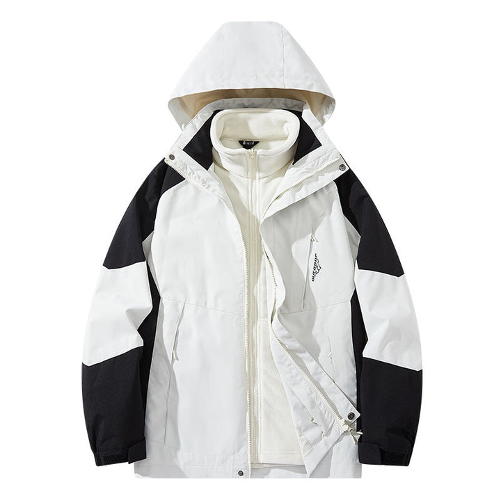 Herr vattenavvisande two-lager trekking jacka med avtagbar fleece inner jacka och huva