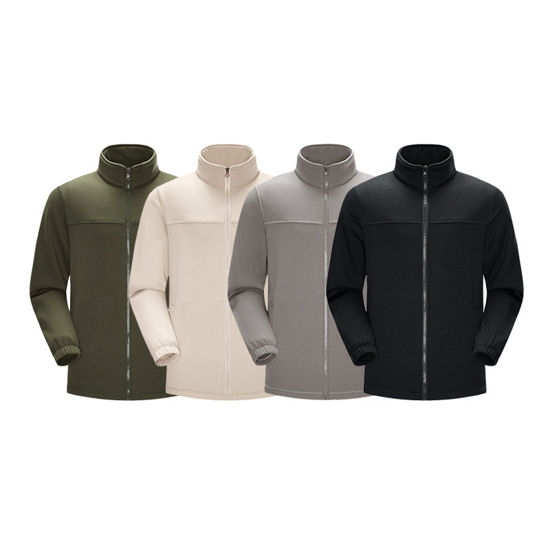 Herr Thermo-Fleece-Softshell Jacka med Ståkrage, Dragkedja Framper och Elastiska Muddar
