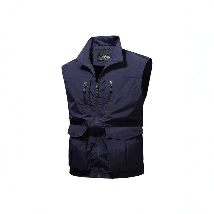Herr Resor Performance Väst med Hög Krage, Vattenavvisande Microfiber och Flera Fickor