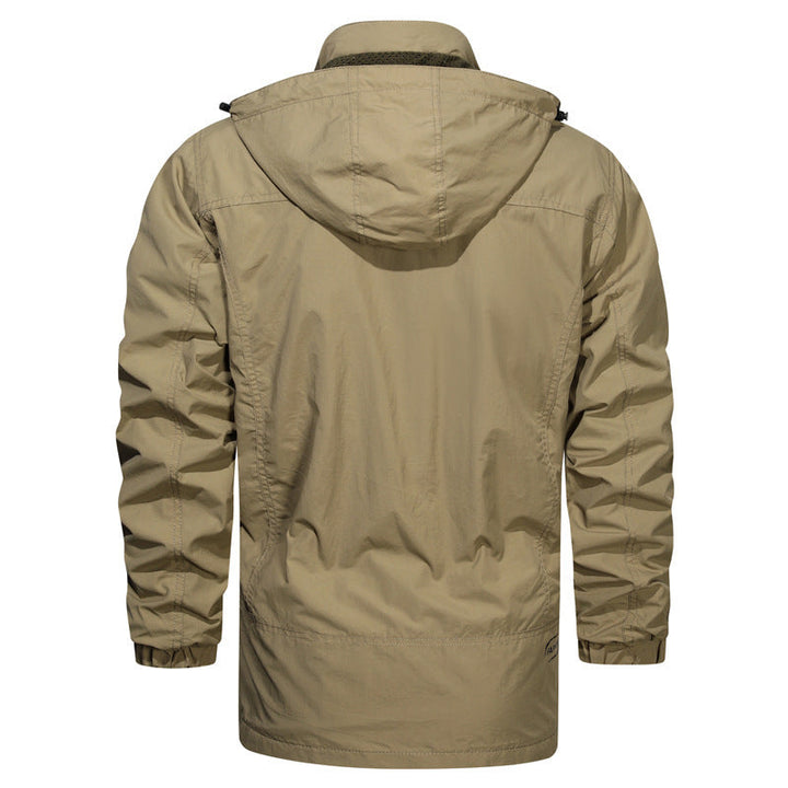 Herr Lätt Fält Parka med Huva, Andningsbar Mesh Foder, och Multifunctional Fickor
