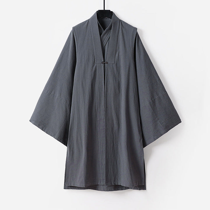 Unisex Asian inspired oversize kimono jacka med trumpet ärmar och liten toggle stängning