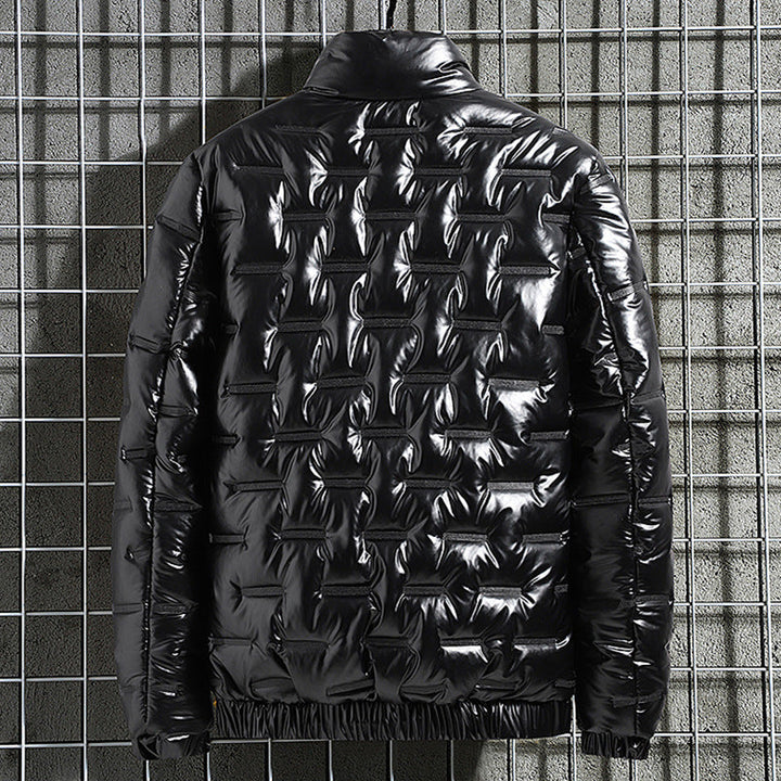 Herr Metallic Quiltad Termiskly Insulated Dun Jacka med Hög Stående Krage