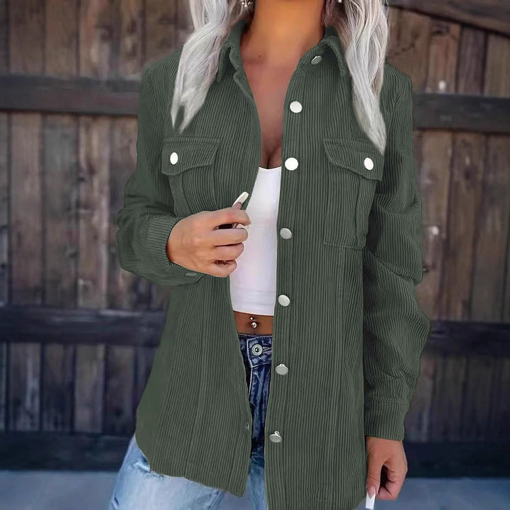 Dam Longline manchester Shirt jacka med Chest Flaps och Snap knäppning