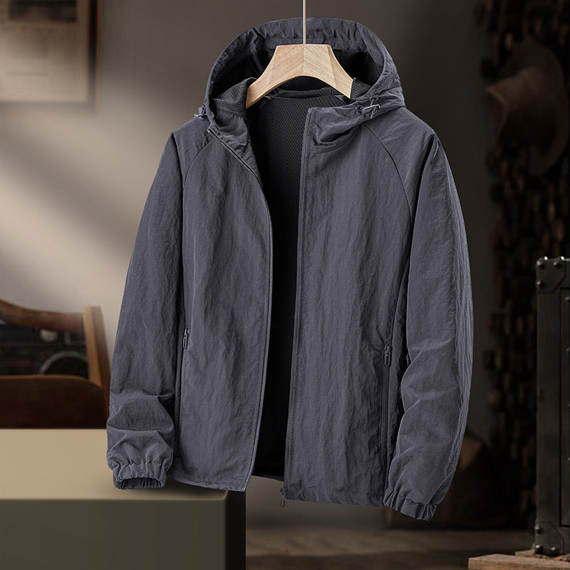 Herr Ultralight med huva Windbreaker med meshfoder och vattenavvisande Exterior
