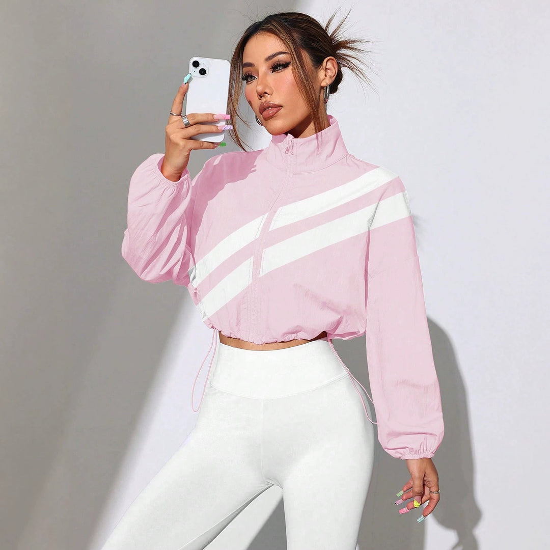 Dam Cropped vindjacka med hög krage och Drawstring