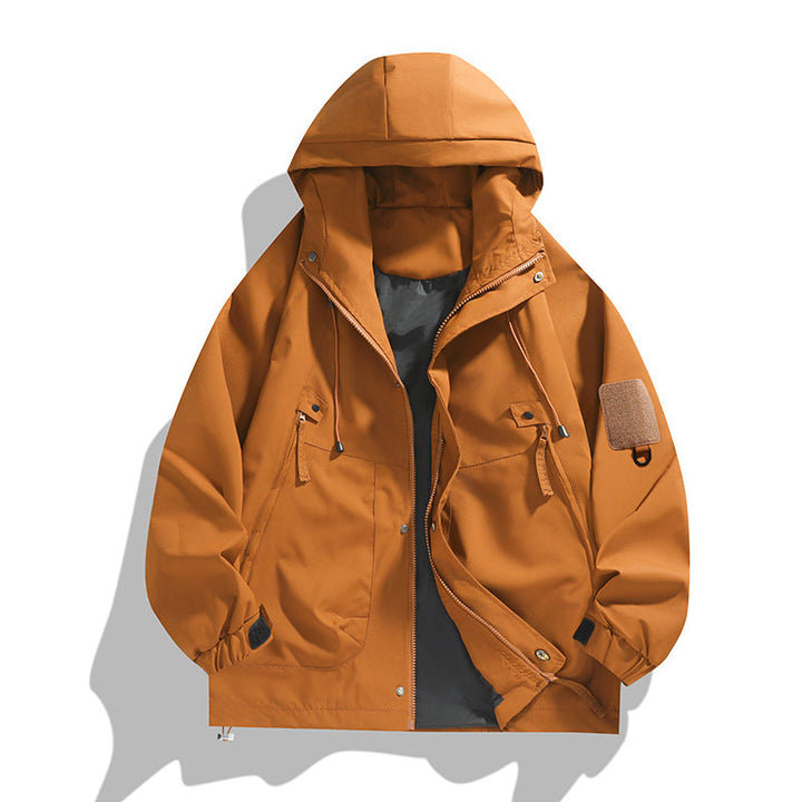 Herr Andningsbar Utility Luvtröja Jacka med Concealed Dragkedja, Multi Fickor, och Adjustable Ärm Muddar
