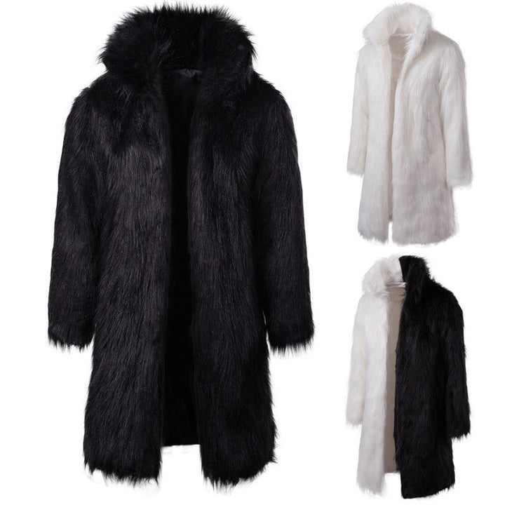Dam med huva kappa gjord faux fur mid-length med luxurious teddy look