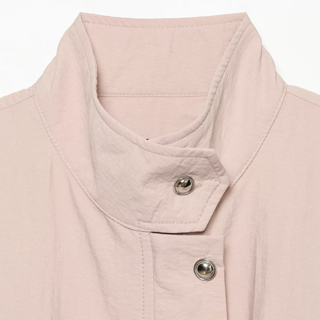 Dam Lätt Parka-Anorakjacka med Drawstring Waist och Stå Krage