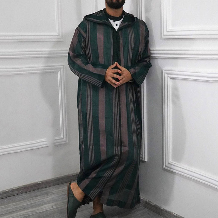 Herr Smal Luvtröja Robe med Vertical Rand Structure Dragkedja och Side Slits