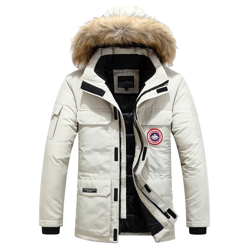 Herr Expedition Parka med Avtagbar Huva och Faux Fur Trim