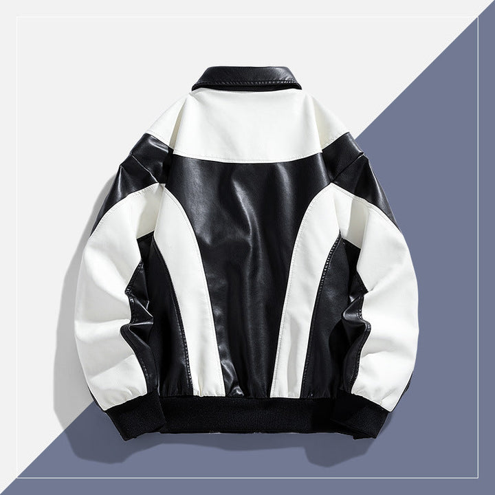 Herr Mode Läderimitation Jacka i Sportig Design