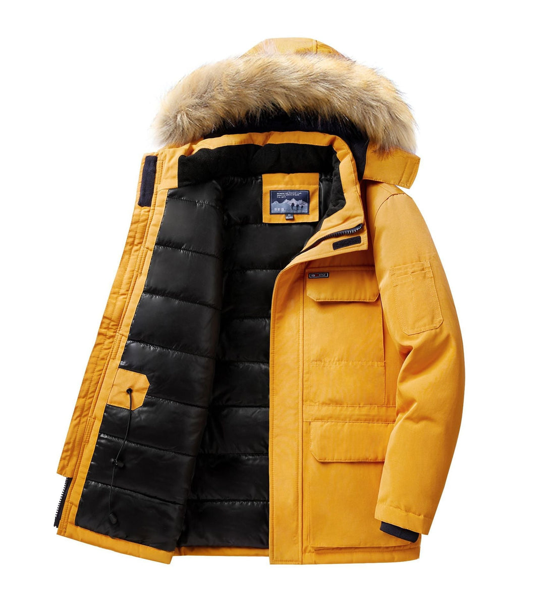 Herr Expedition Parka med Avtagbar Huva och Faux Fur Trim