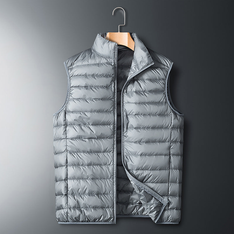 Herr ultralight quiltad värmande väst med ståkrage och vindtät ytterskal