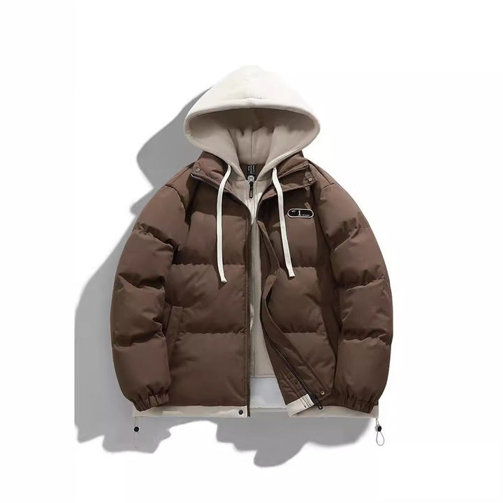 Herr Two-lager quiltad Jacka med Avtagbar Fleece Huva och Värmande Isolering