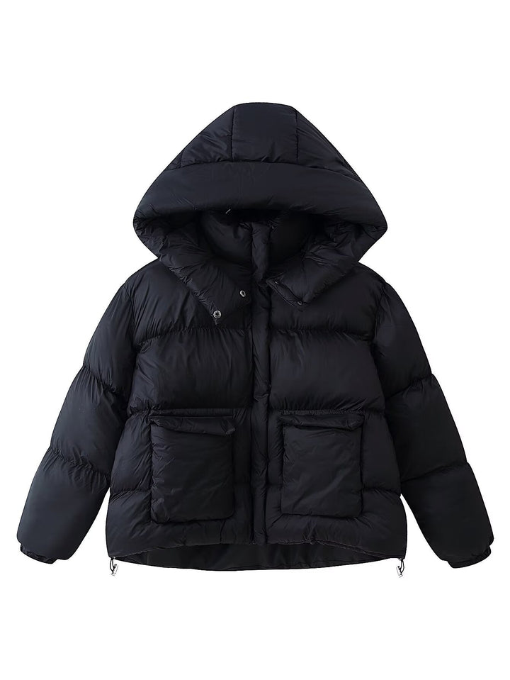 Dam kviltad oversize Parka med XXL huva och Flap fickor