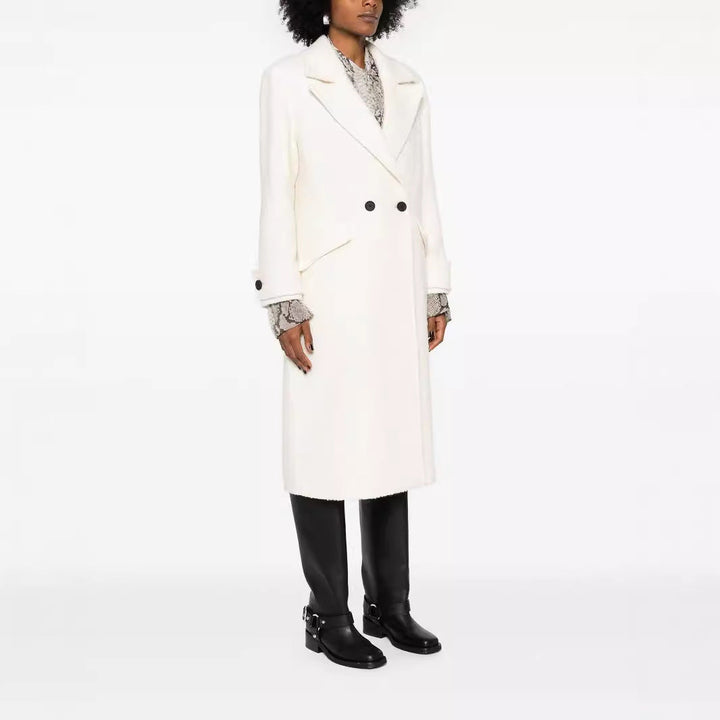 Dam Straight skärning Midi ull kappa med oversize Lapels och dold knappslå