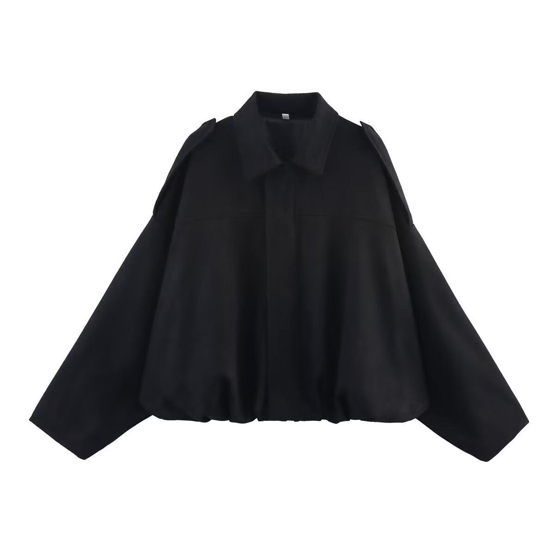 Dam oversize kort Velour Blouson med fåll med dragsko och Shoulder Epaulettes