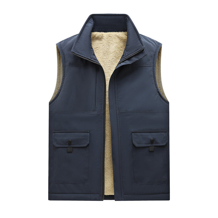 Herr Insulated Utomhus Utility Väst med Teddyfoder och Fram Lock Fickor