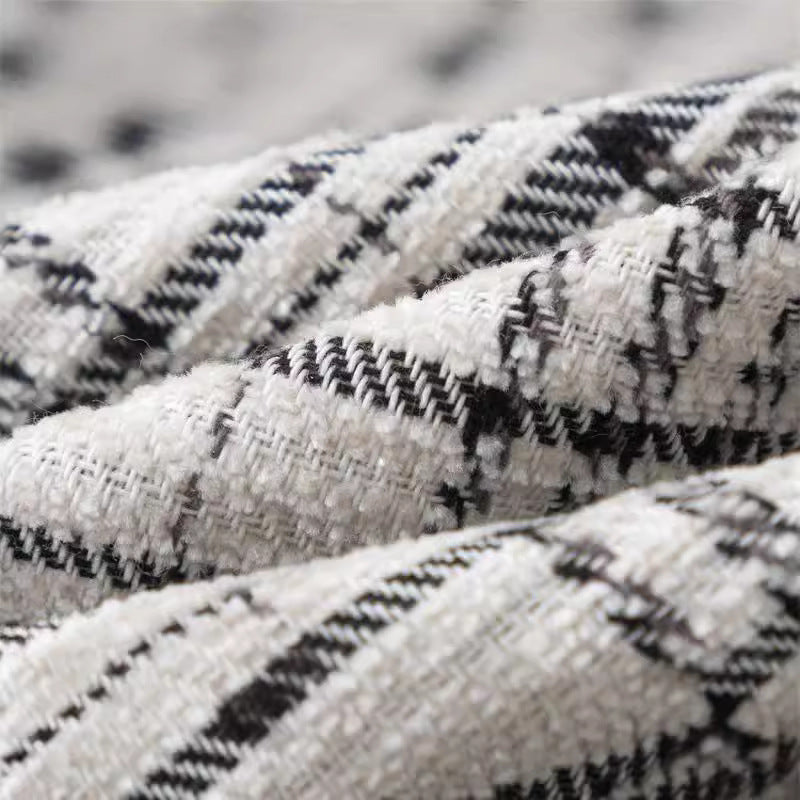 Unisex Oversized Skjorta Jacka med Layered Look, Frayed Fåll och Check Mix