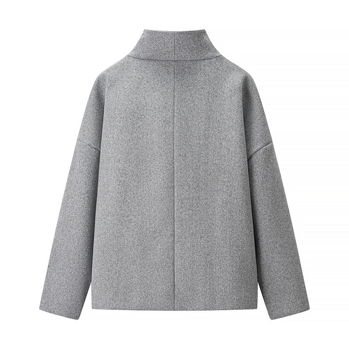Dam kort double-breasted oversize boxy jacka med ståkrage och sidofickor