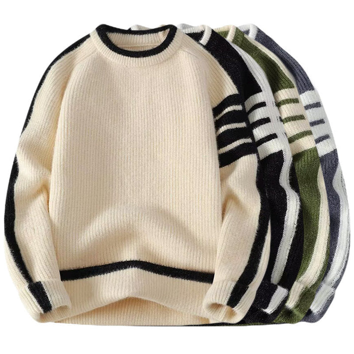 Herr Sportig Round Neck Tröja med Contrast Detaljer