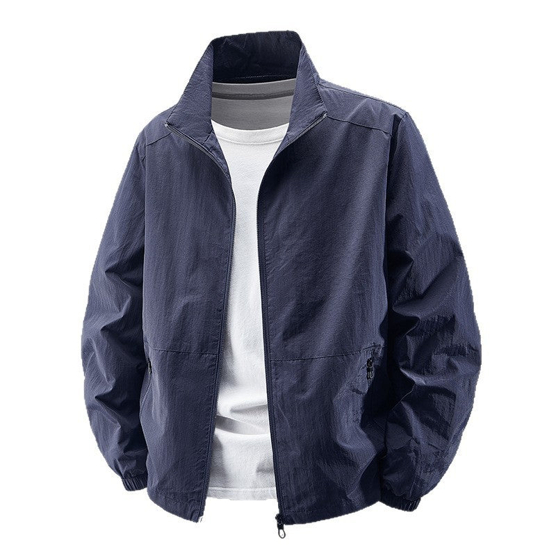Herr Ultralight Technical Blouson Jacka med Elastisk Muddar, Dold Dragkedjefickor och Andningsbar Nylon Mix