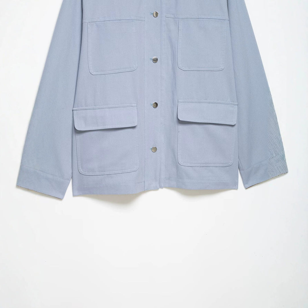 Dam Oversize Utilityjacka med Cord Krage och Patch Fickor