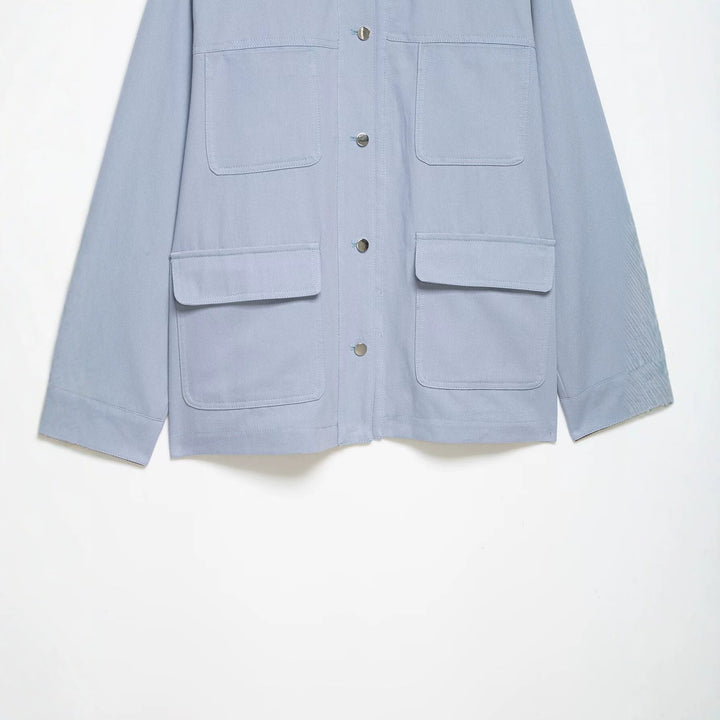 Dam Oversize Utilityjacka med Cord Krage och Patch Fickor