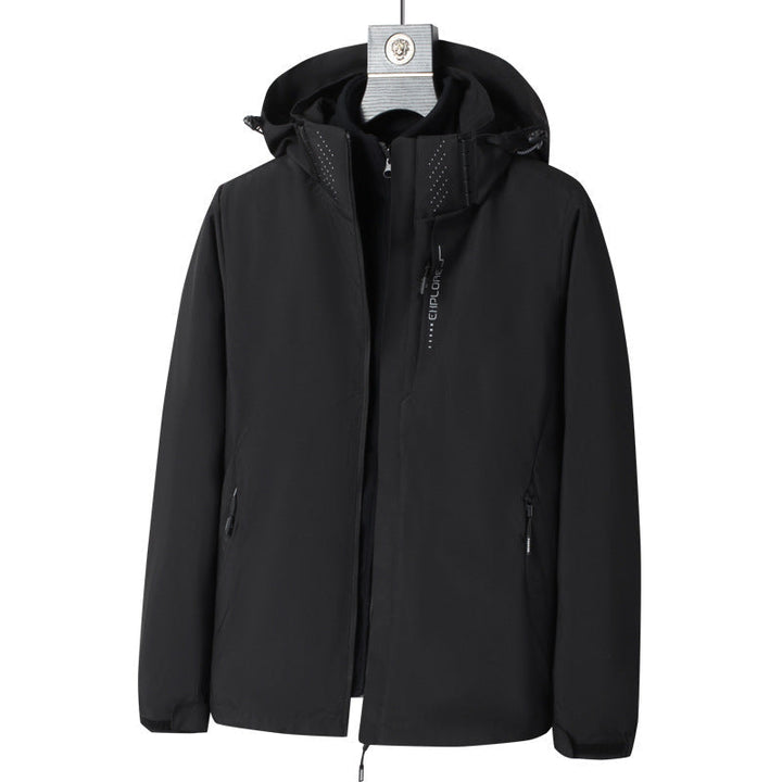 Herr Wind och Water-Resistant Jacka med Huva med Ergonomic Skärning och Concealed Dragkedja