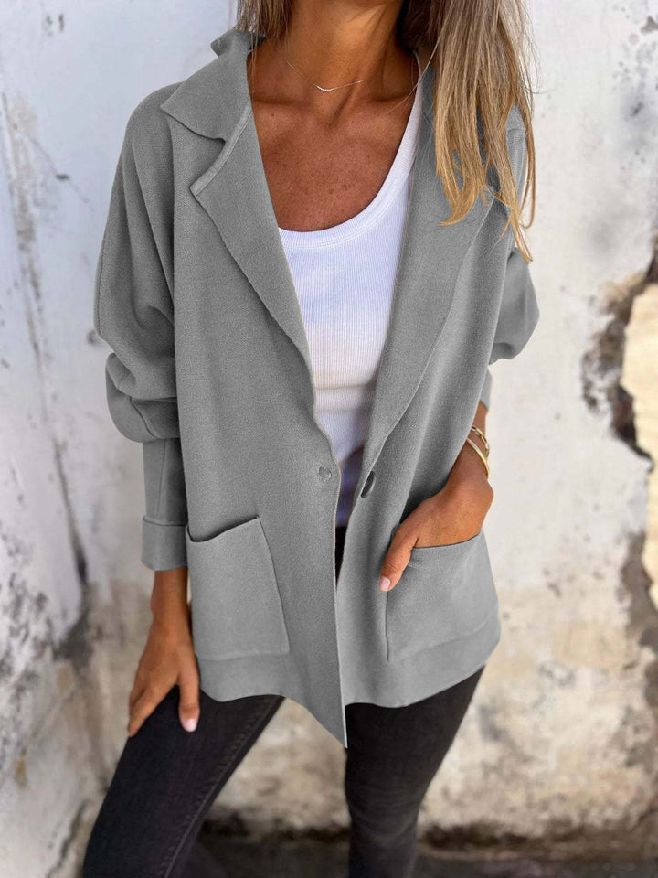 Dam casual oversize Blazer med Praktisk Fickor och Knapp Stängning