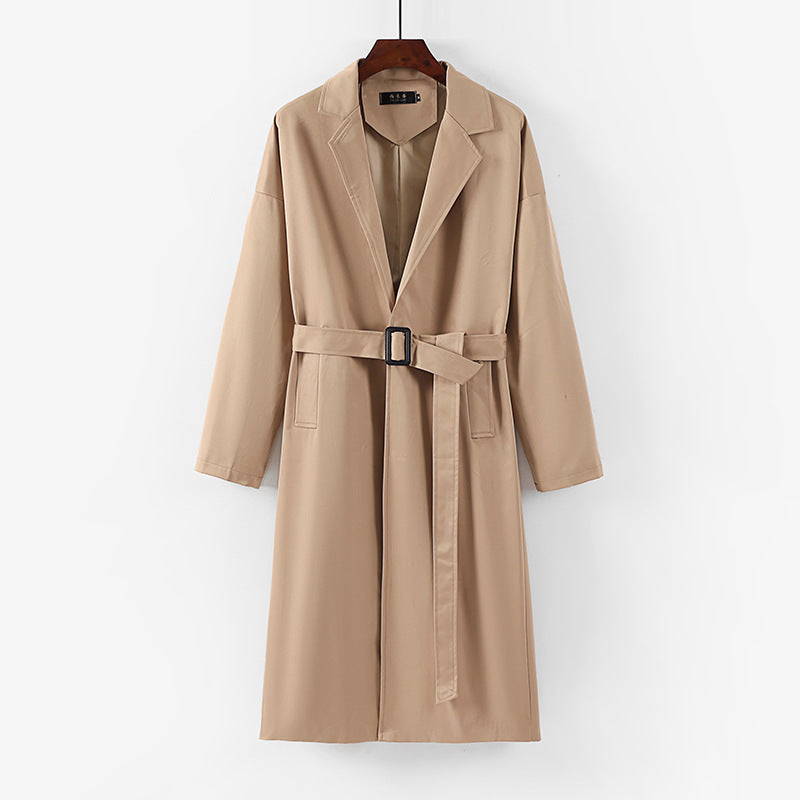 Dam lång modell trenchcoat med midjebälte och Dropped Lapel