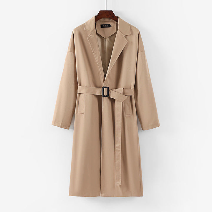 Dam lång modell trenchcoat med midjebälte och Dropped Lapel