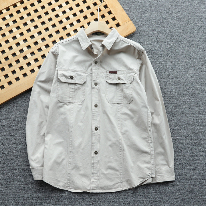 Herrskjortjacka Tillverkad av Robust Canvas med Bröst Lock Fickor och Ergonomic Skärning