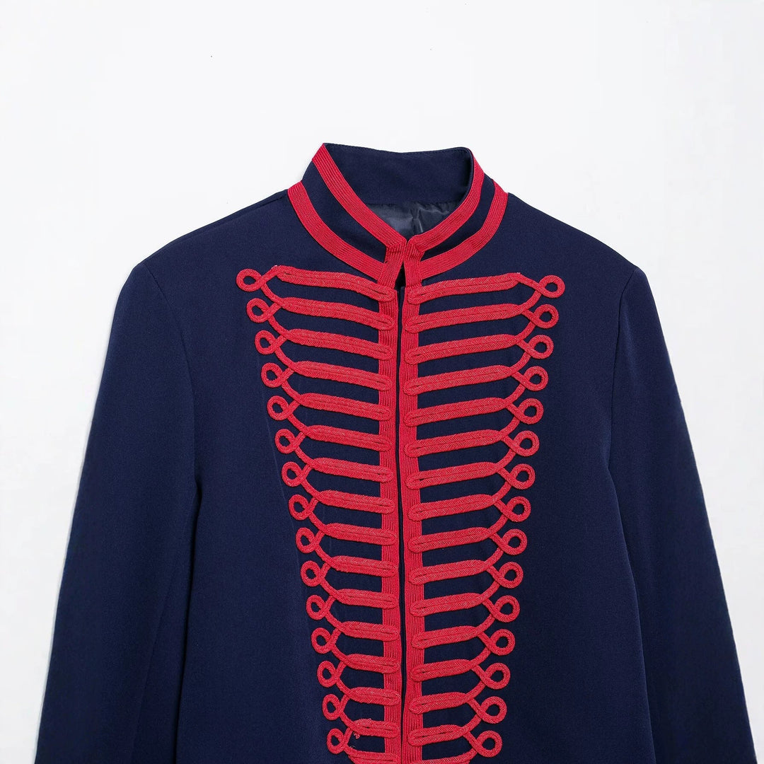 Dam Kort Jacka i Hussar Stil med Dekorativ Cord Embellishment