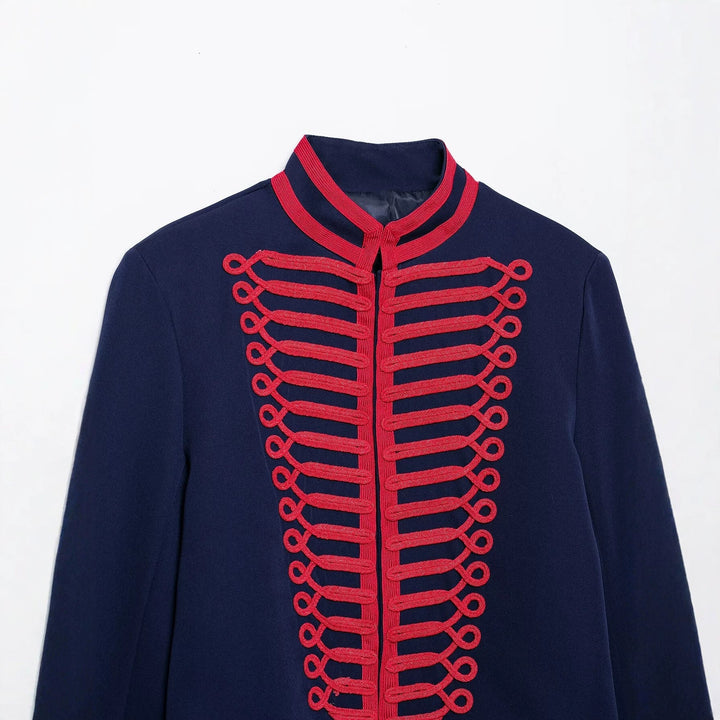 Dam Kort Jacka i Hussar Stil med Dekorativ Cord Embellishment