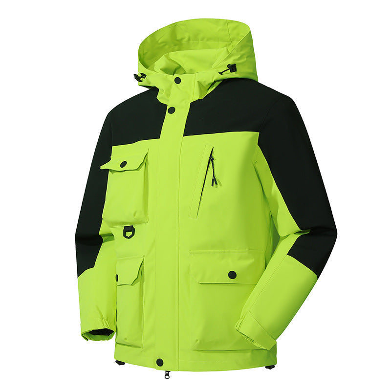 Herr Technical Utomhus Parka med Huva, Vattenavvisande Skal och Flera Fickor