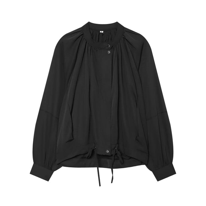 Dam Lätt Blouson Jacka med Round Neck, Gathered Yoke och Drawstring
