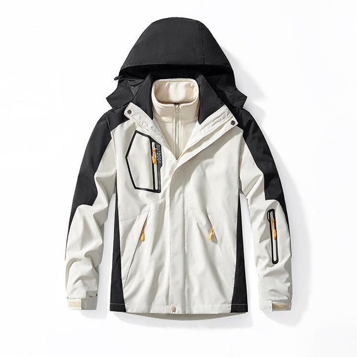 Herr Three-In-en Utomhus Softshelljacka med Uttagbar Fleece Inre Jacka och Huva