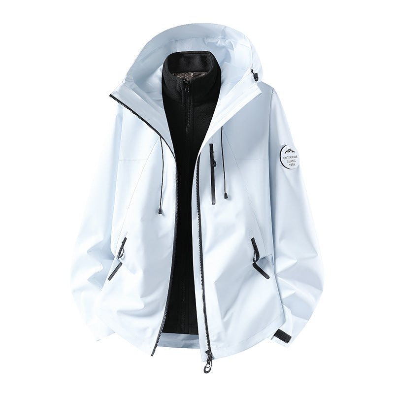 Herr Two-Piece Vattentät Frilufts Jacka med Avtagbar Fleece Inner Jacka och Tätad Sömmar