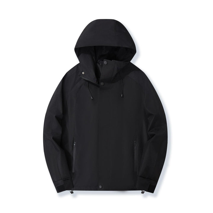 Dam lätt med huva Rain jacka med kontrast Stripes och Mesh foder