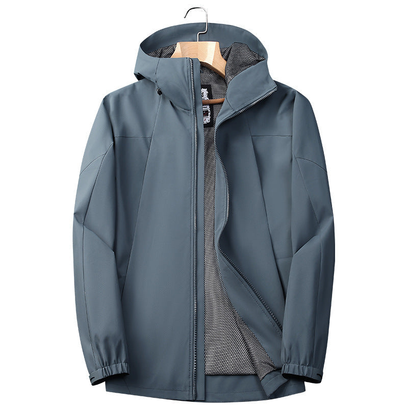 Herr Softshell Regn och Övergångs Jacka med Huva, Vindskyddande Membrane och Andningsbar Mesh Foder