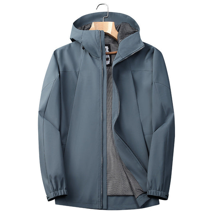 Herr Softshell Regn och Övergångs Jacka med Huva, Vindskyddande Membrane och Andningsbar Mesh Foder