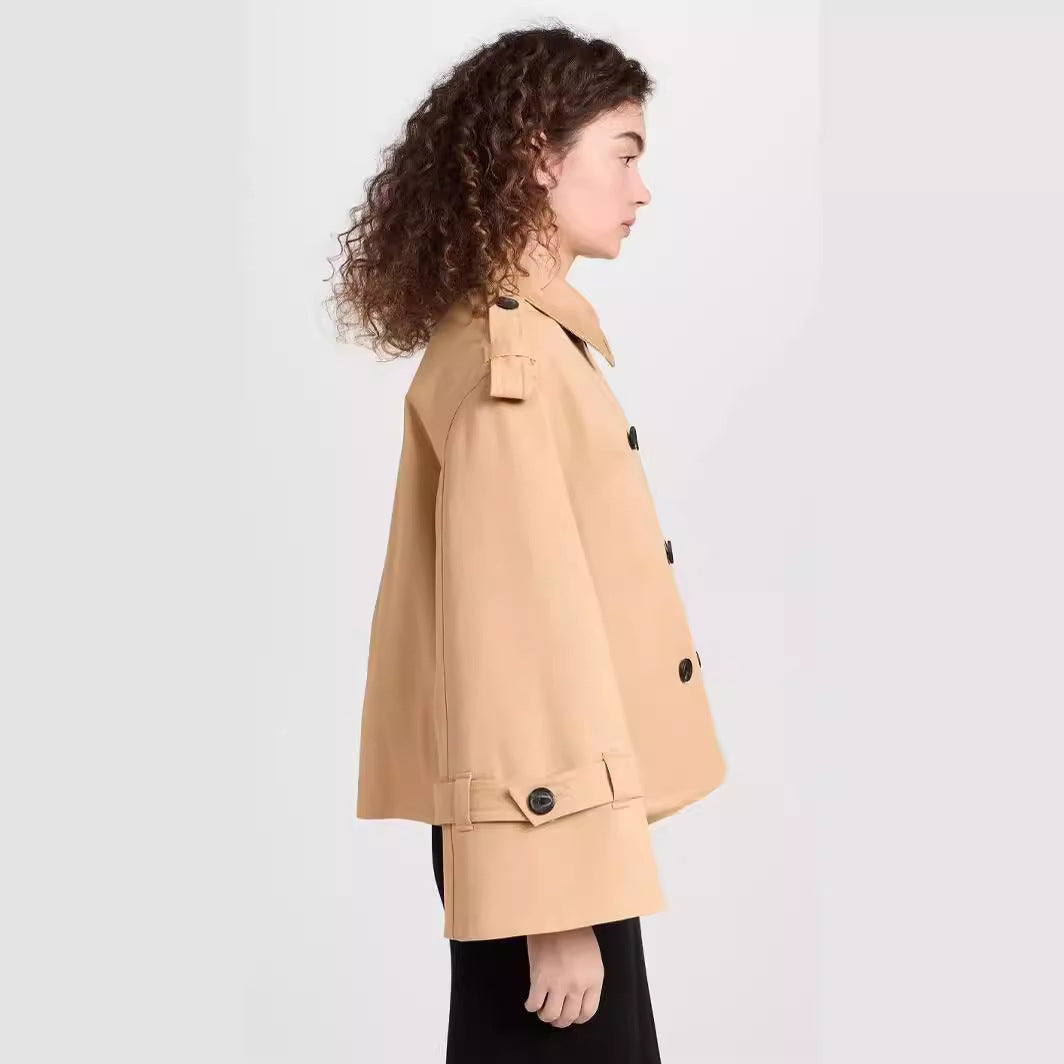 Dam kort Double-Breasted trenchcoat in boxig skärning